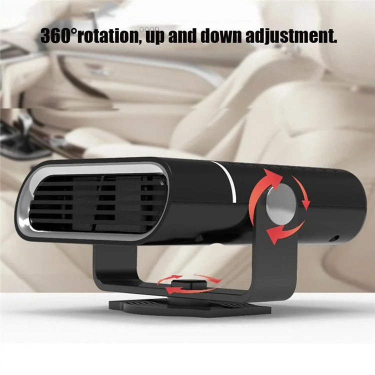 Désembuage de voiture portable 2-en-1 24V Ventilateur de chauffage réglable Montage automobile Chauffage 150W Véhicule Chauffage Ventilateurs de refroidissement - Noir