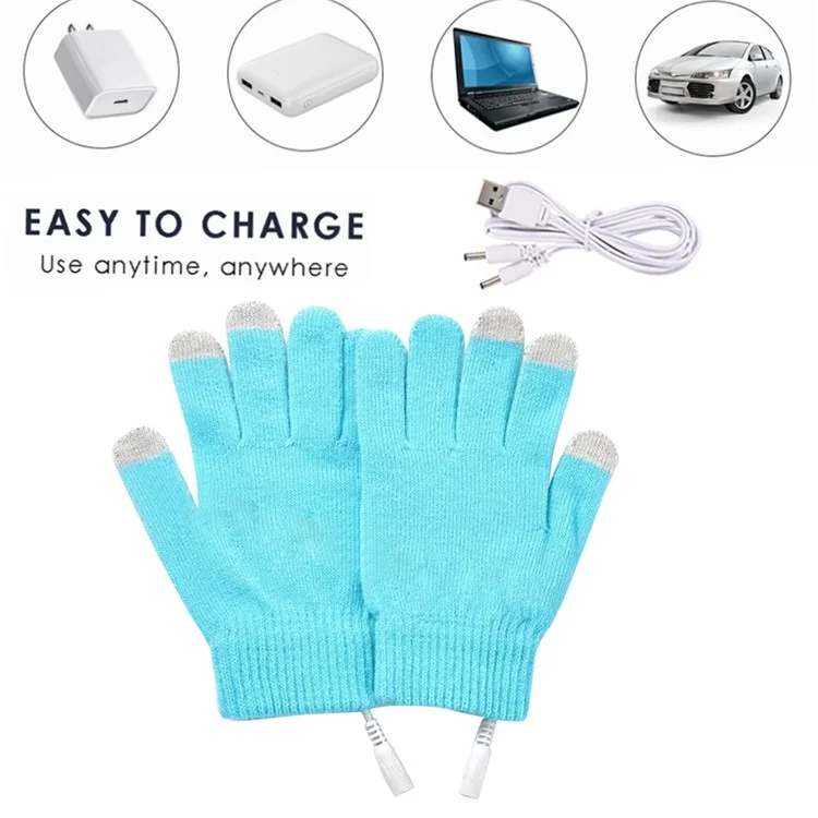 1 Pair Winter Heated Riding Gloves USB Charging Warm Hand Gloves for Outdoor Activities Constant Temperature Windproof Mittens - Blue