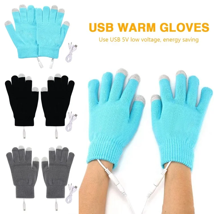 1 Pair Winter Heated Riding Gloves USB Charging Warm Hand Gloves for Outdoor Activities Constant Temperature Windproof Mittens - Blue