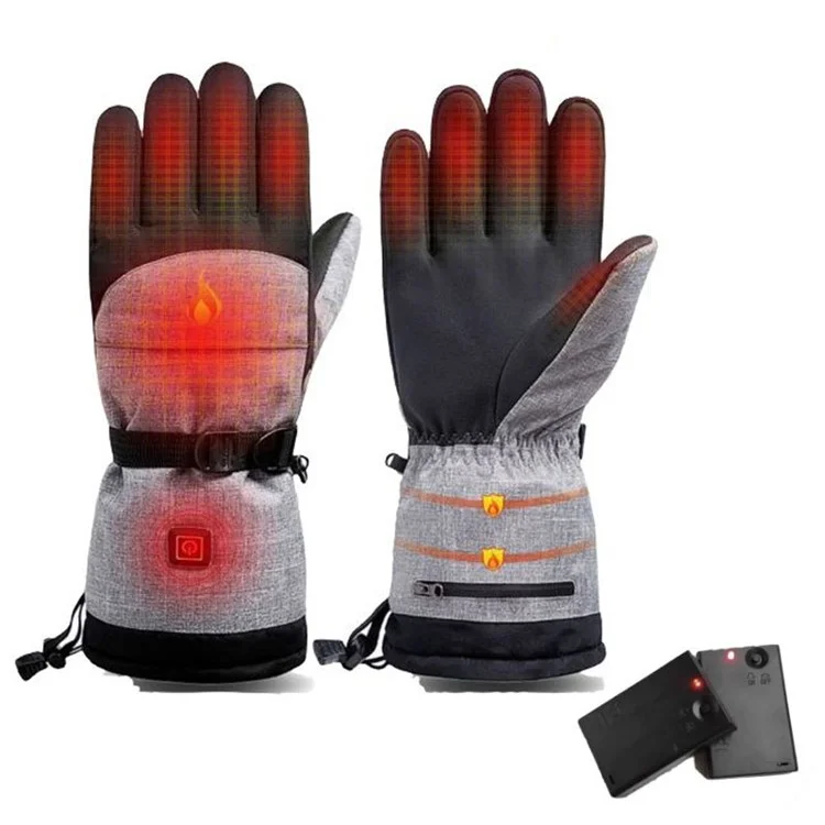 1 Paire de gants chauffants électriques d'hiver imperméables pour écran tactile, pour planche à neige, cyclisme et ski (avec boîtier de batterie)
