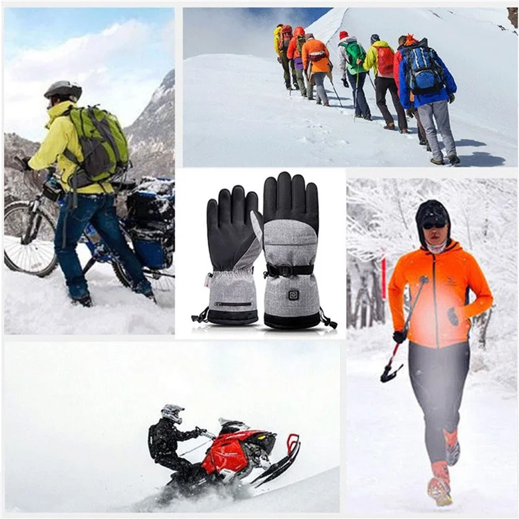 1 Paire de gants chauffants électriques d'hiver imperméables pour écran tactile, pour planche à neige, cyclisme et ski (avec boîtier de batterie)