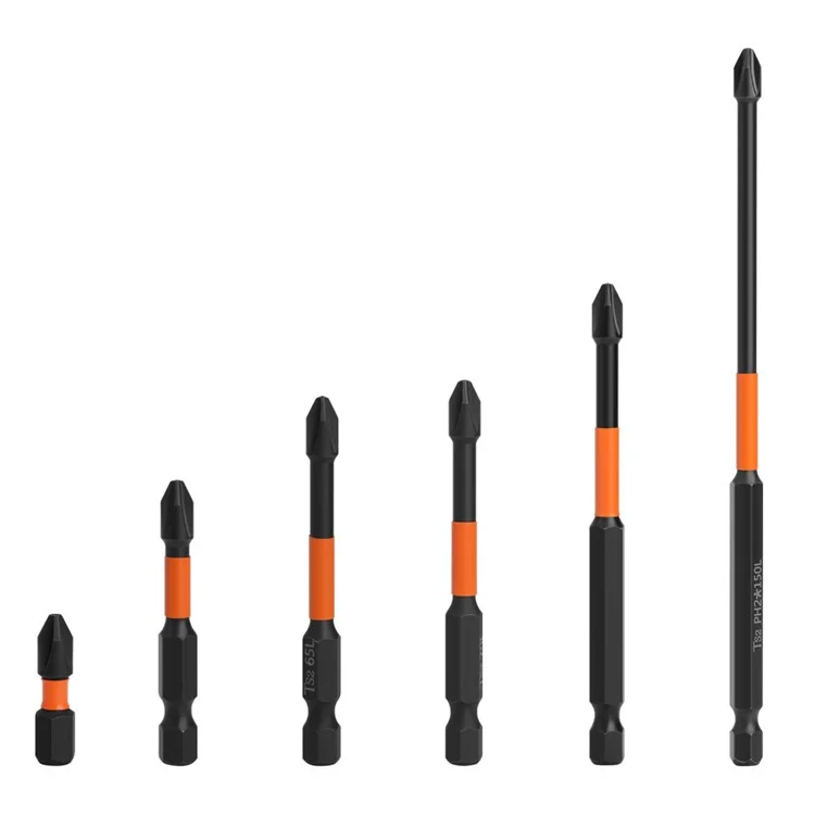 6pcs 25 / 50 / 65 / 70 / 90 / 150 mm magnetischer kreuzschraubendreher bit elektrischer bohrer bit -kraftschraubendreher bit