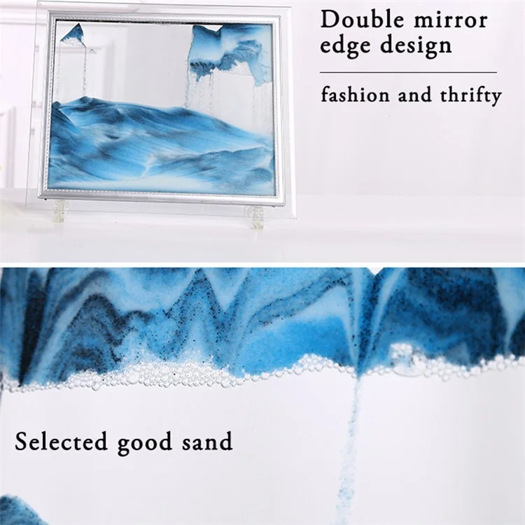 5-inch Flowing Sand Landscape Painting 3D Glass Moving Sand Art Painting Ornament Liquid Hourglass Home Decor - Black / White / Green