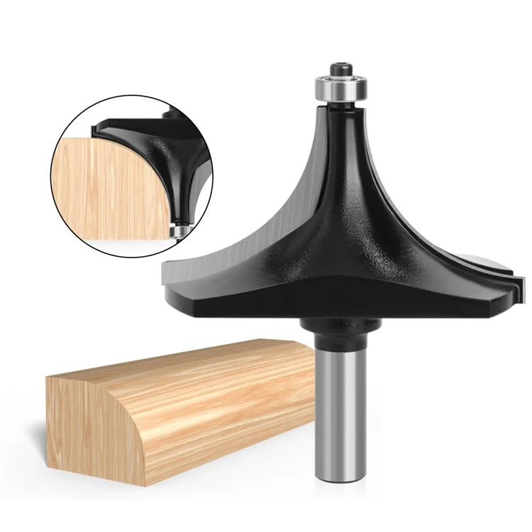 1 / 2 Inch Shank High Hardness Round Over Bit Tungsten Steel Alloy Cutter Wood Line Edge Trimmer for Woodworking - Black