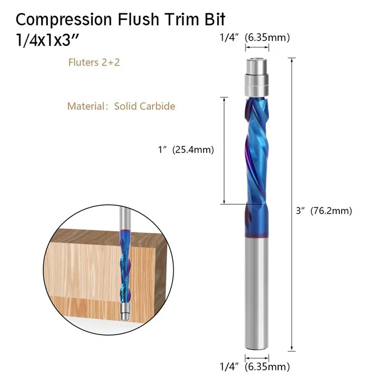 3Pcs 1 / 4" Shank Alloy Woodworking Milling Cutter Set Woodworker Router Bit Tools Carving Cutter for Wood, MDF