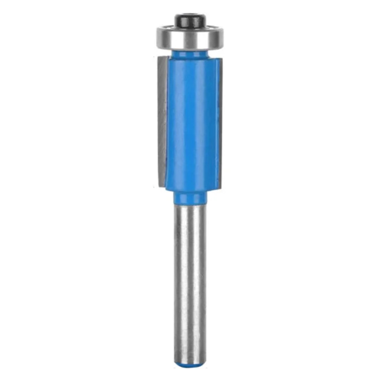 4 Stück 1/4 Zoll Schaft Blau Holztrimmer Router Hartmetall-Stahllegierung Cutter Holzbearbeitung Lange Tauchfräse mit Kunststoffbox