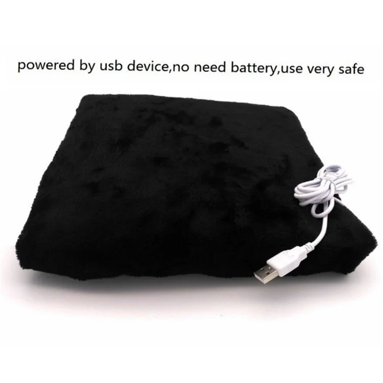 USB Electric Heating Shawl Blanket Seat Cushion Winter Soft Warm Heated Shawl - Black