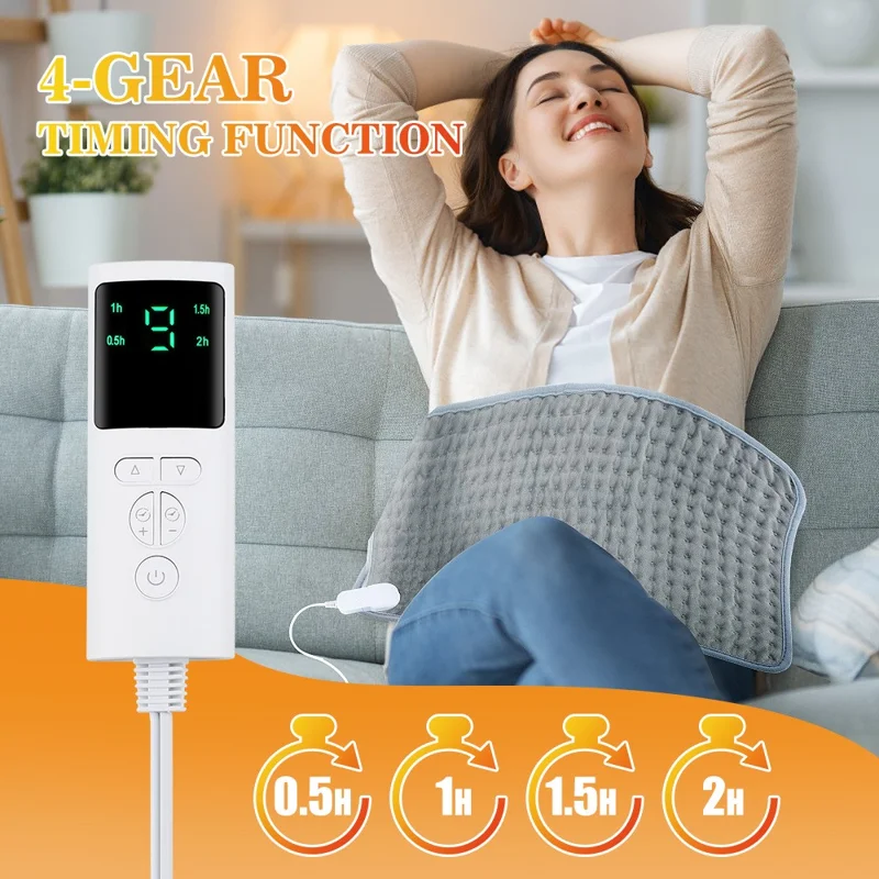 HAILICARE Electric Heating Pad 9 Gear Temperature Adjustment Body Heated Mat Winter Warmer Cushion with 4 Gear Timing - US Plug