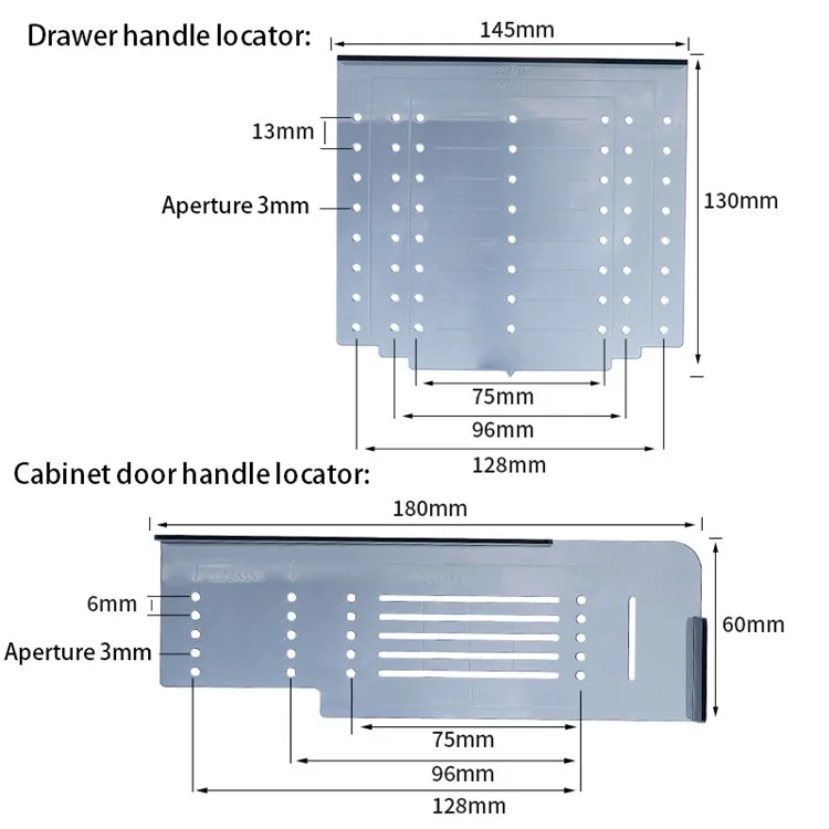 2Pcs / Set Cabinet Door Handle Drawer Pull Drill Template Mounting Kit for Home Decoration (ST)