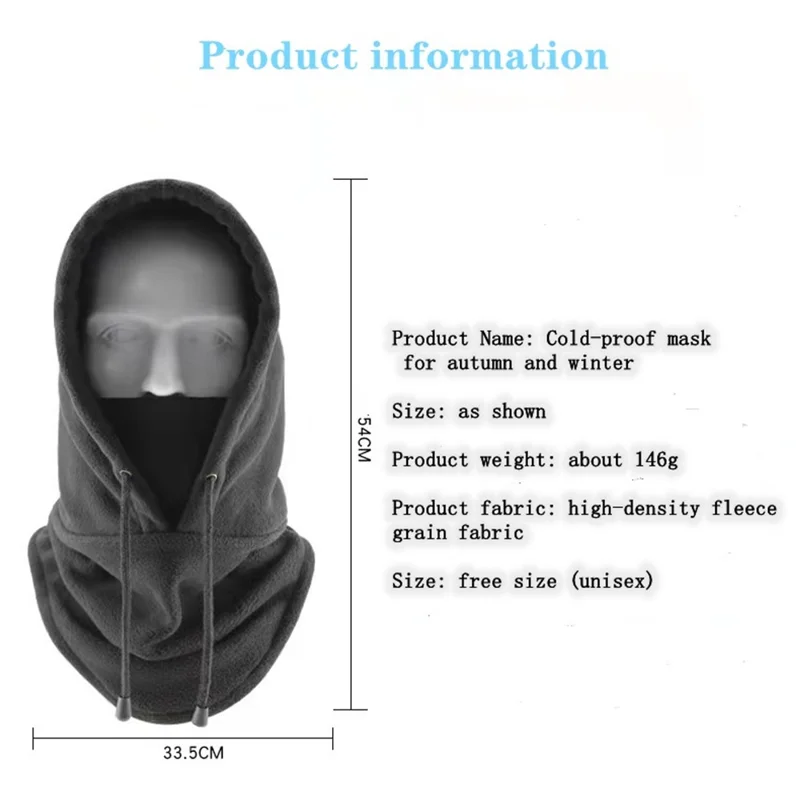TT-DT Polar Fleece Balaclava Face Mask Windproof Neck Scarf Hood Warmer for Winter Outdoor Sports - Dark Grey