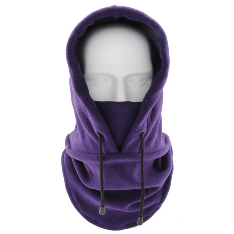TT-DT Polar Fleece Balaclava Face Mask Windproof Neck Scarf Hood Warmer for Winter Outdoor Sports - Purple