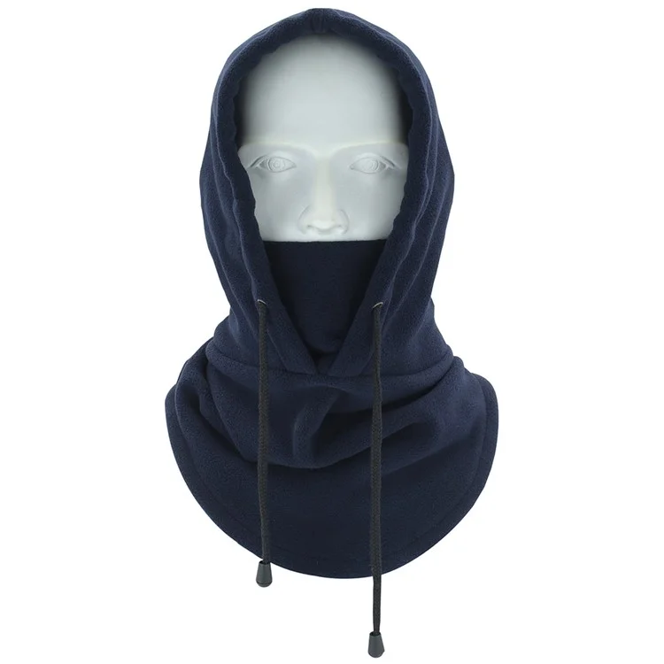 TT-DT Polar Fleece Balaclava Face Mask Windproof Neck Scarf Hood Warmer for Winter Outdoor Sports - Navy Blue