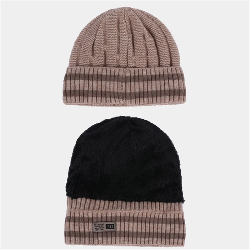 Bonnet en maille pour hommes et femmes, bonnet chaud et doux, chapeau d'hiver unisexe - Bleu marine