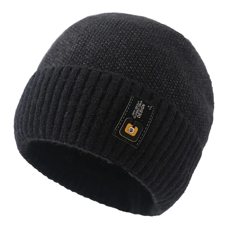 Chapeaux d'hiver chauds pour hommes et femmes, chapeau en tricot chaud avec étiquetage de lettres, unisexe, chapeau doux - noir