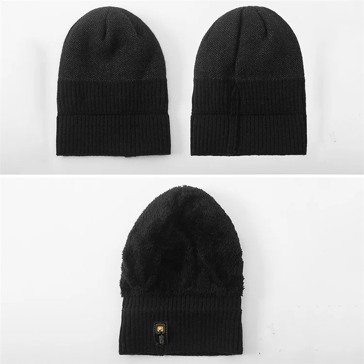 Chapeaux d'hiver chauds pour hommes et femmes, chapeau en tricot chaud avec étiquetage de lettres, unisexe, chapeau doux - noir