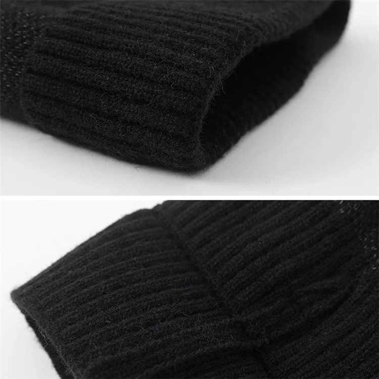 Chapeaux d'hiver chauds pour hommes et femmes, chapeau en tricot chaud avec étiquetage de lettres, unisexe, chapeau doux - noir