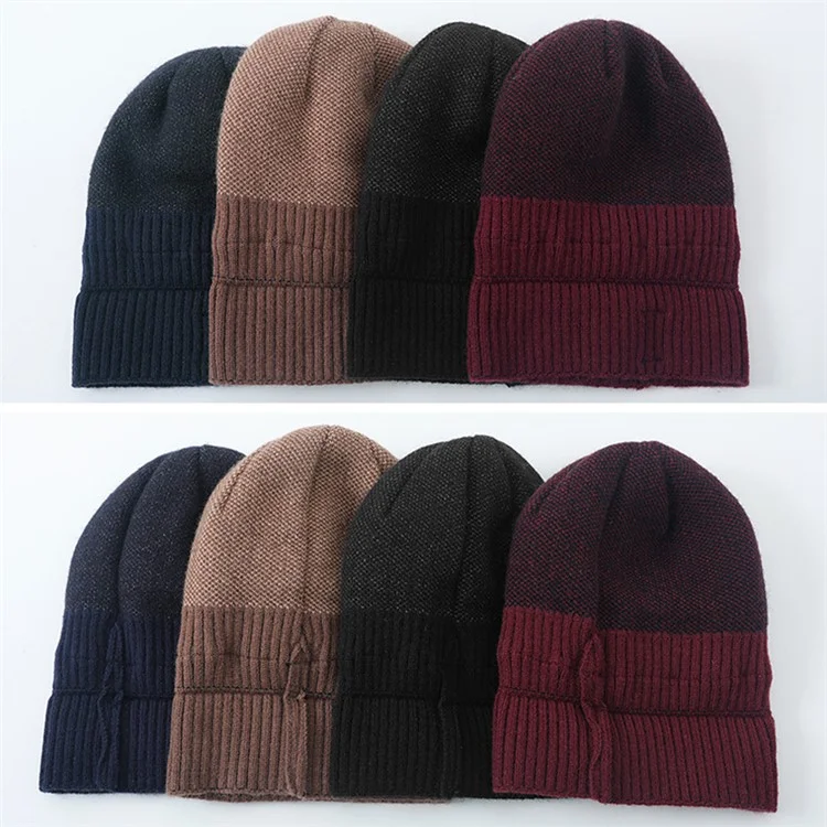 Chapeaux d'hiver chauds pour hommes et femmes, chapeau en tricot chaud avec étiquetage de lettres, unisexe, chapeau doux - noir