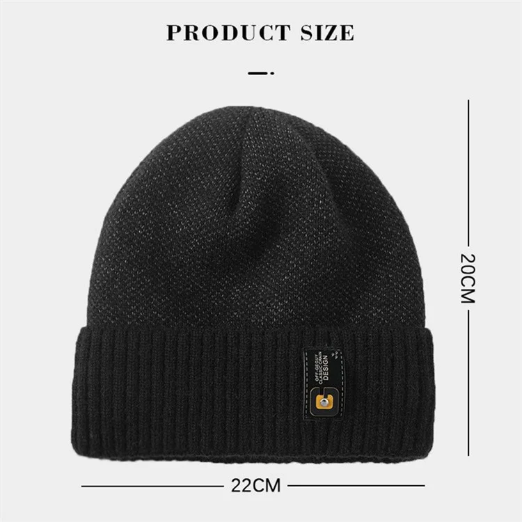 Chapeaux d'hiver chauds pour hommes et femmes, chapeau en tricot chaud avec étiquetage de lettres, unisexe, chapeau doux - noir