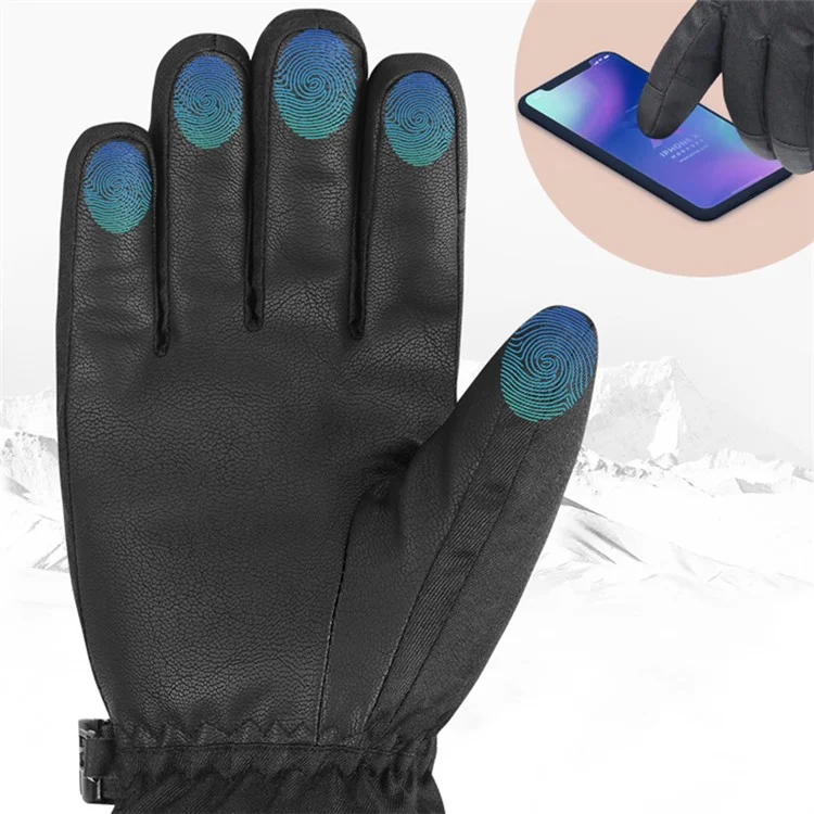 1 Pair Winter Skiing Motorcycling Full Finger Touch Screen Gloves Waterproof Cotton Warm Gloves - White L