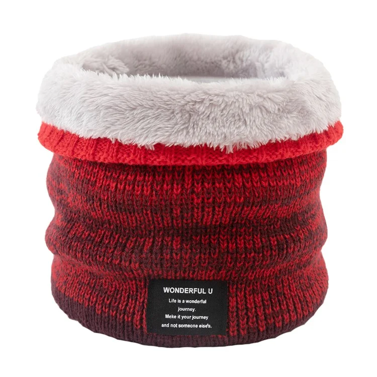 Winter Fleece Lined Knitted Neck Warmer Scarf Gradienting Windproof Gradient Neck Gaiter for Women Men - Red