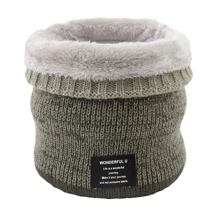 Winter Fleece Lined Knitted Neck Warmer Scarf Gradienting Windproof Gradient Neck Gaiter for Women Men - Khaki
