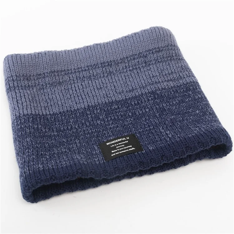 Winter Fleece Lined Knitted Neck Warmer Scarf Gradienting Windproof Gradient Neck Gaiter for Women Men - Khaki