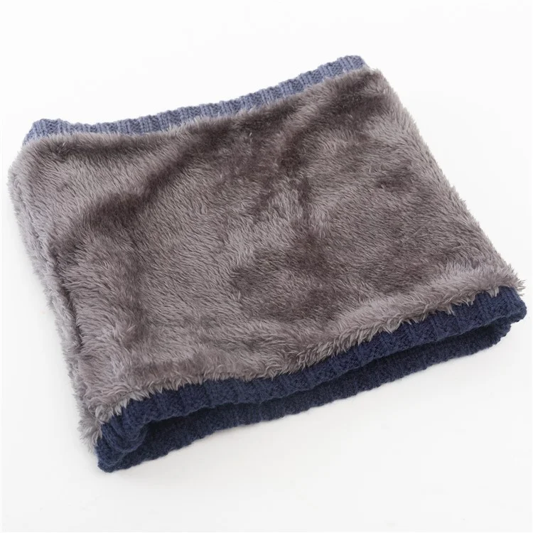 Winter Fleece Lined Knitted Neck Warmer Scarf Gradienting Windproof Gradient Neck Gaiter for Women Men - Khaki