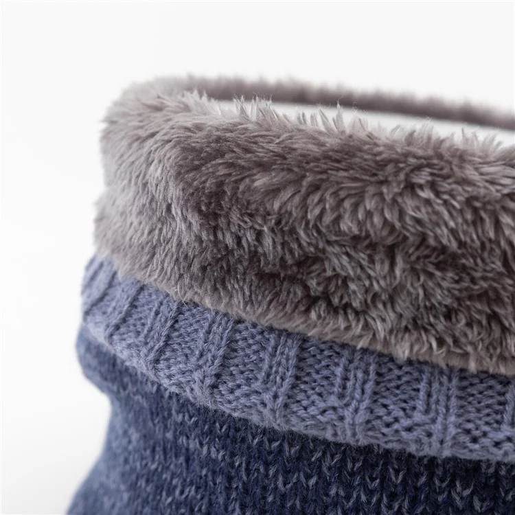 Winter Fleece Lined Knitted Neck Warmer Scarf Gradienting Windproof Gradient Neck Gaiter for Women Men - Khaki