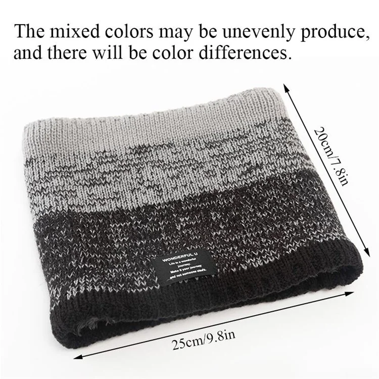 Winter Fleece Lined Knitted Neck Warmer Scarf Gradienting Windproof Gradient Neck Gaiter for Women Men - Khaki