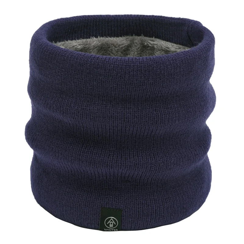 Winter Neck Warmer Fleece Neck Gaiter Thick Windproof Scarves for Women Men - Navy Blue