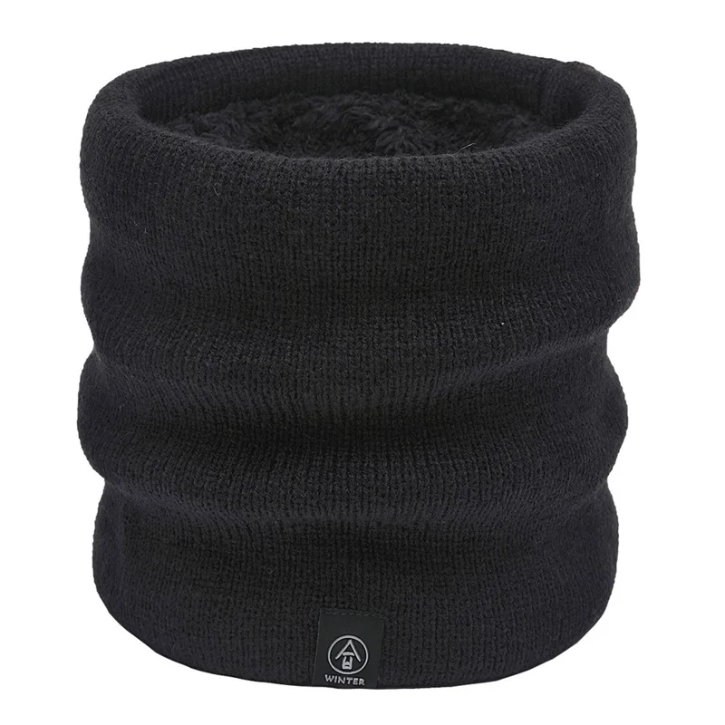 Aquecedor de pescoço de inverno Gola de lã acolchoada à prova de vento para mulheres e homens - Preto 