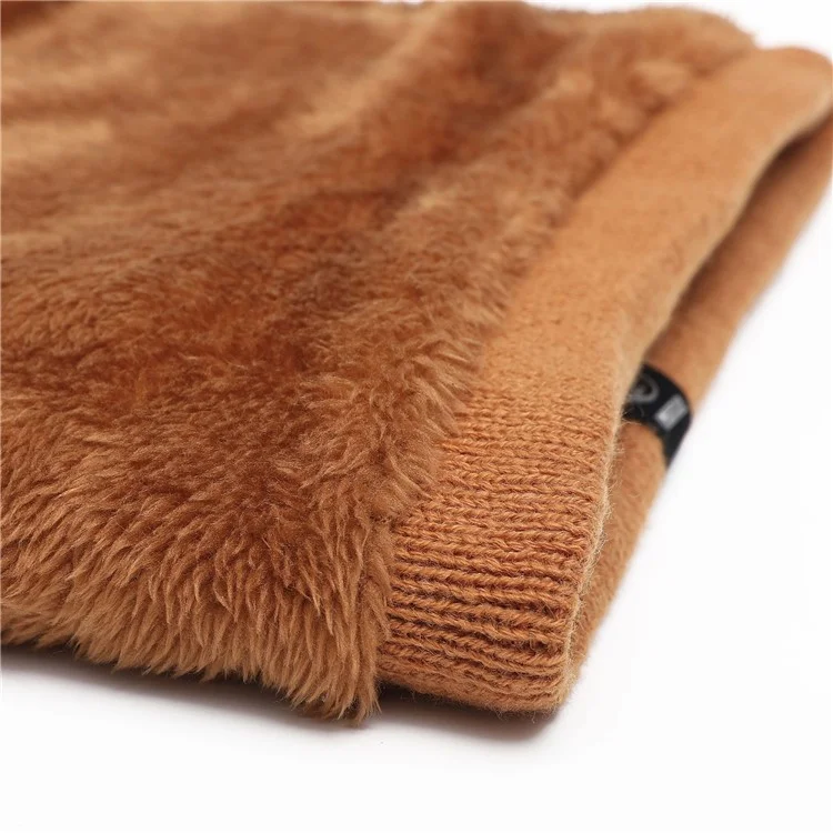 Winter Neck Warmer Fleece Neck Gaiter Thick Windproof Scarves for Women Men - Khaki