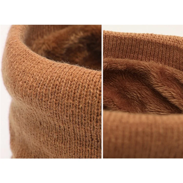 Winter Neck Warmer Fleece Neck Gaiter Thick Windproof Scarves for Women Men - Khaki