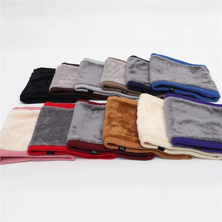 Winter Neck Warmer Fleece Neck Gaiter Thick Windproof Scarves for Women Men - Khaki