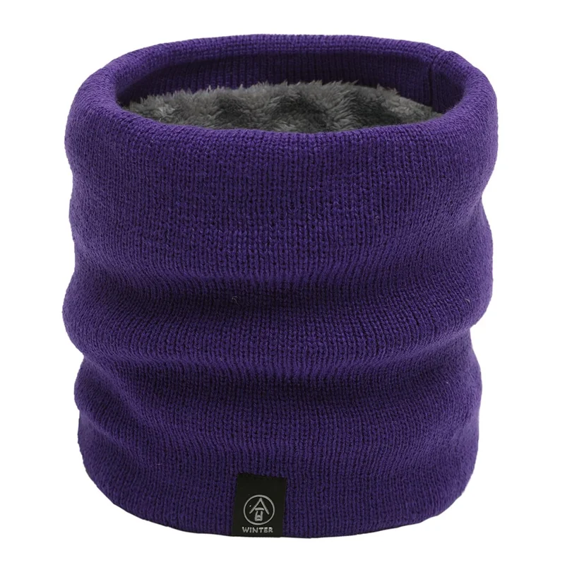 Winter Neck Warmer Fleece Neck Gaiter Thick Windproof Scarves for Women Men - Purple