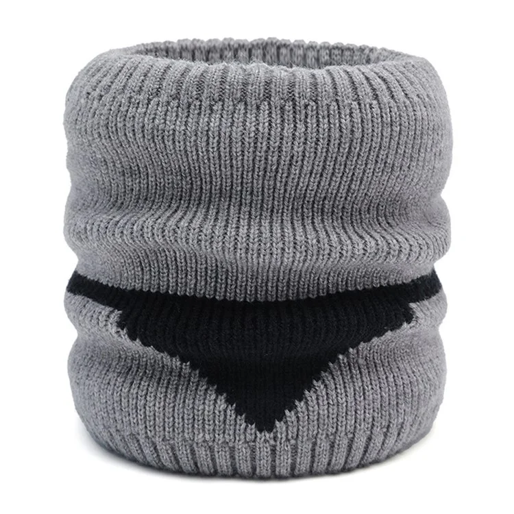 Winter Neck Gaiter Splicing Fleece Neck Warmer Knitted Face Mask for Motorcycle Running Cycling - Light Grey+Black