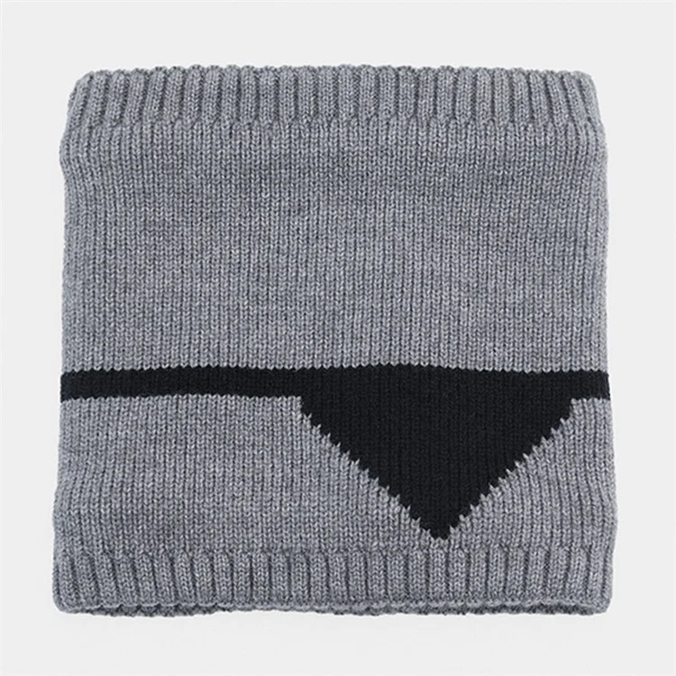 Winter Neck Gaiter Splicing Fleece Neck Warmer Knitted Face Mask for Motorcycle Running Cycling - Light Grey+Black