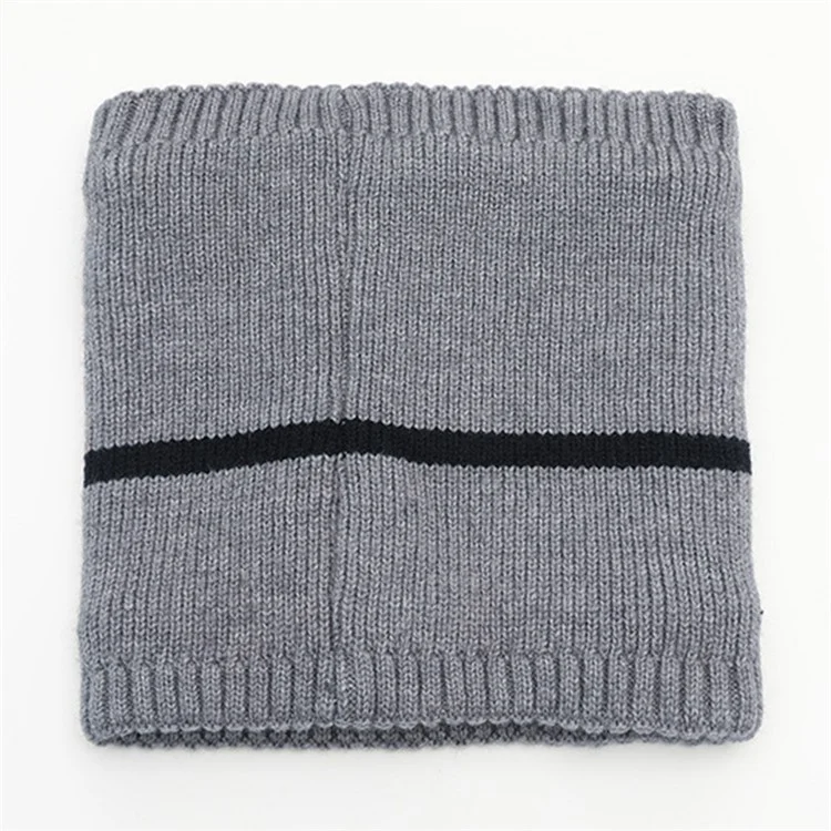 Winter Neck Gaiter Splicing Fleece Neck Warmer Knitted Face Mask for Motorcycle Running Cycling - Light Grey+Black