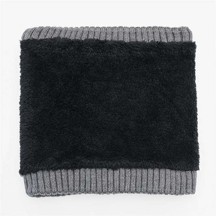 Winter Neck Gaiter Splicing Fleece Neck Warmer Knitted Face Mask for Motorcycle Running Cycling - Light Grey+Black