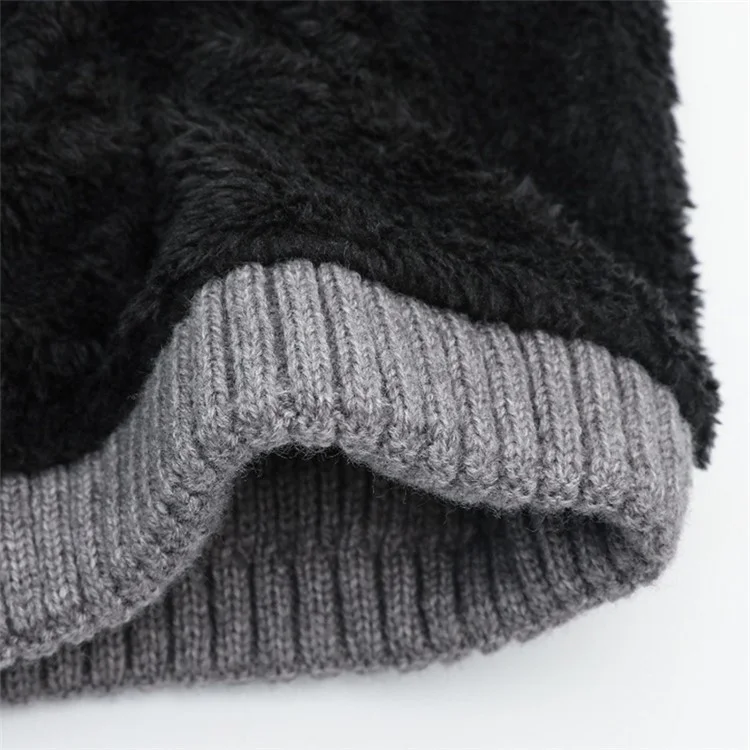 Winter Neck Gaiter Splicing Fleece Neck Warmer Knitted Face Mask for Motorcycle Running Cycling - Light Grey+Black