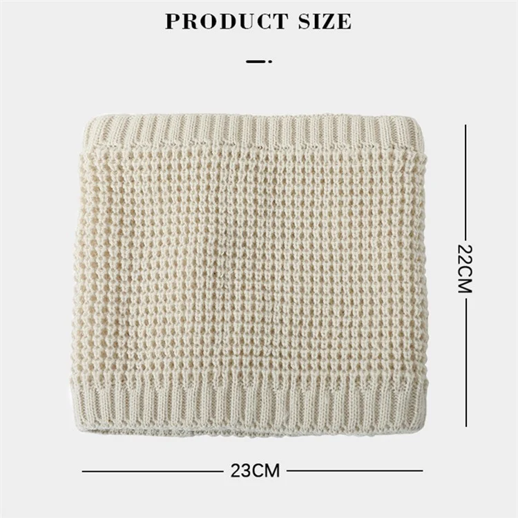 Cuello Térmico de Invierno Gaitera de Doble Capa Acrílica Suave + Calentador de Cuello Mullido Tejido Grueso a Prueba de Viento Bufanda Circular - Beige