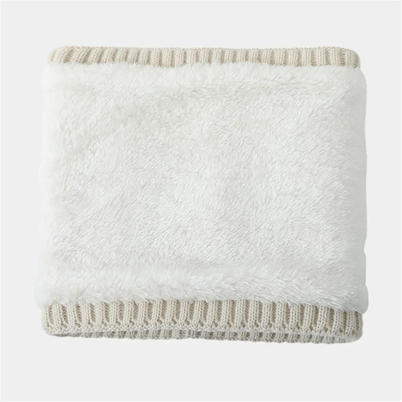 Winter Thermal Neck Gaiter Double-Layer Soft Acrylic + Plush Neck Warmer Thick Knit Windproof Circle Scarf - Light Grey
