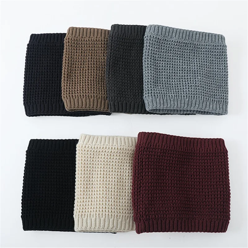 Winter Thermal Neck Gaiter Double-Layer Soft Acrylic + Plush Neck Warmer Thick Knit Windproof Circle Scarf - Light Grey