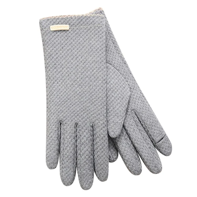 GOLOVEJOY DY48 One Pair Grid Pattern Thermal Hand Warmer Cycling Gloves with Flip Thumb Cover to Touch Phone Screen - Grey