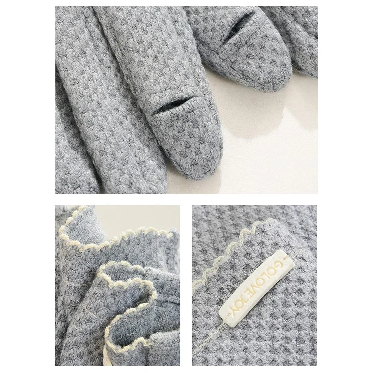 GOLOVEJOY DY48 One Pair Grid Pattern Thermal Hand Warmer Cycling Gloves with Flip Thumb Cover to Touch Phone Screen - Grey