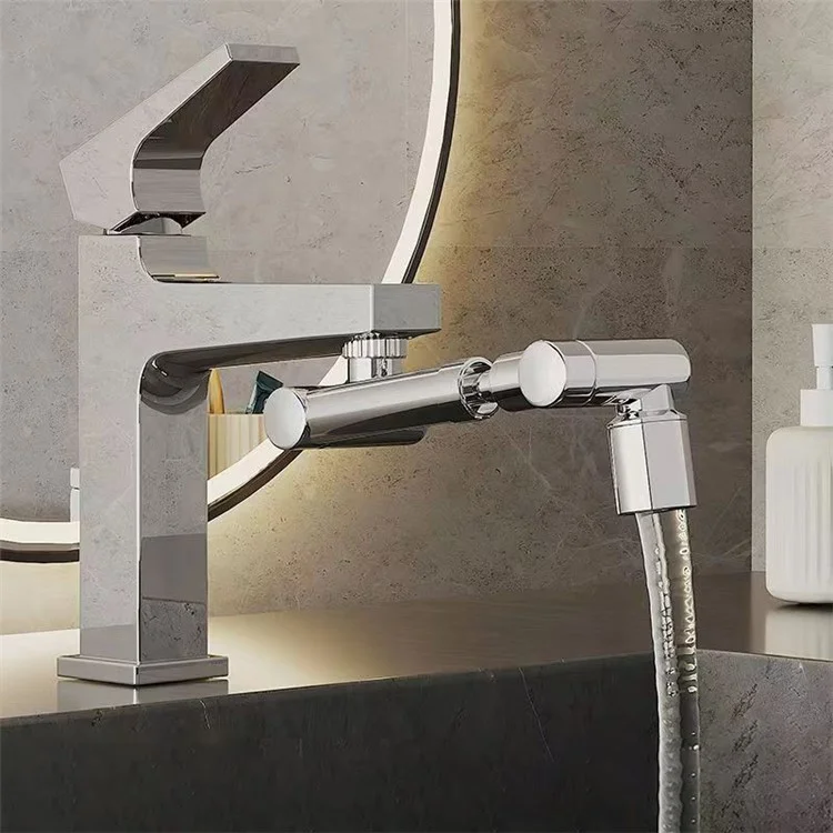 Splashproof Faucet Extender Rotating 5cm Adjustable Kitchen Sink Faucet Tap Aerator, Single Mode - Silver