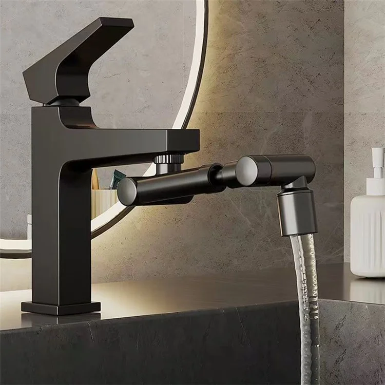 Two Modes Faucet Tap Aerator Splashproof Adjustable Arm 1440 Degree Rotating Kitchen Sink Faucet Extender - Black