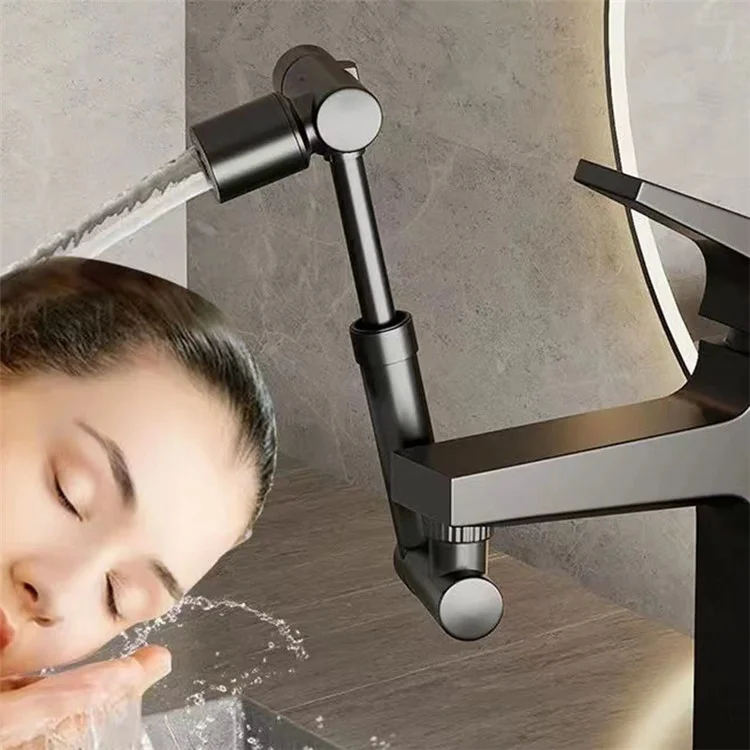 Two Modes Faucet Tap Aerator Splashproof Adjustable Arm 1440 Degree Rotating Kitchen Sink Faucet Extender - Black