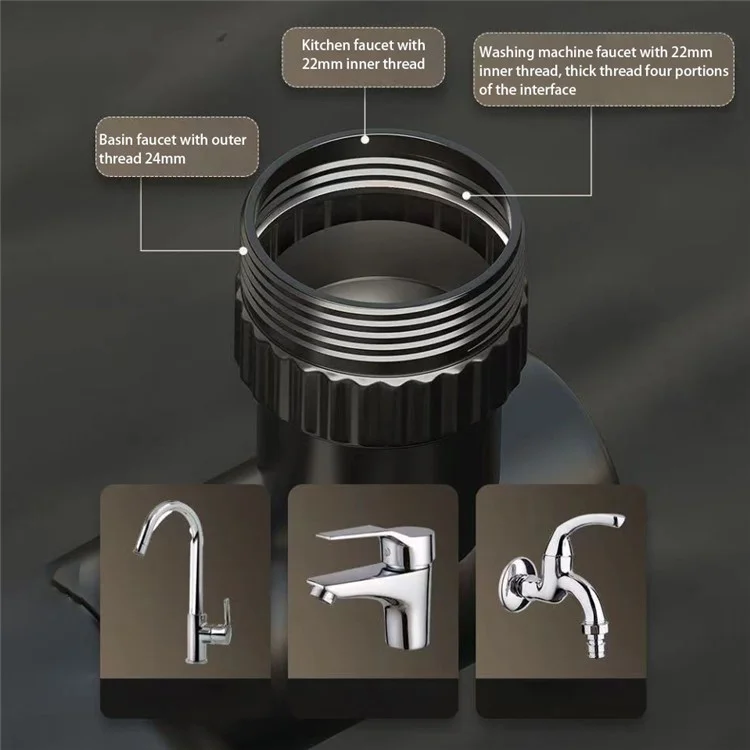 Two Modes Faucet Tap Aerator Splashproof Adjustable Arm 1440 Degree Rotating Kitchen Sink Faucet Extender - Black