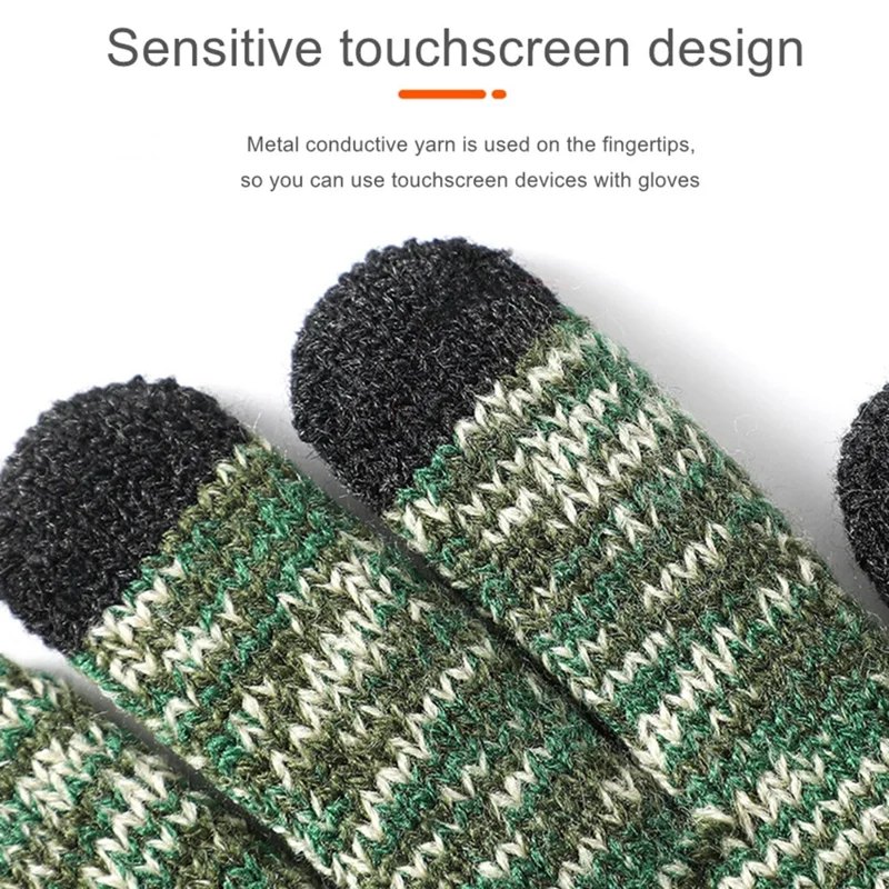 Y0046 1 Pair Men Winter Knitted Windproof Warm Gloves Touchscreen Texting Mittens with Elastic Cuff - Red